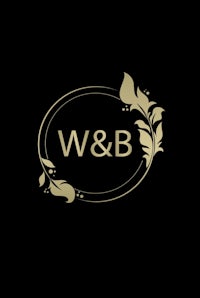 w & b logo on a black background